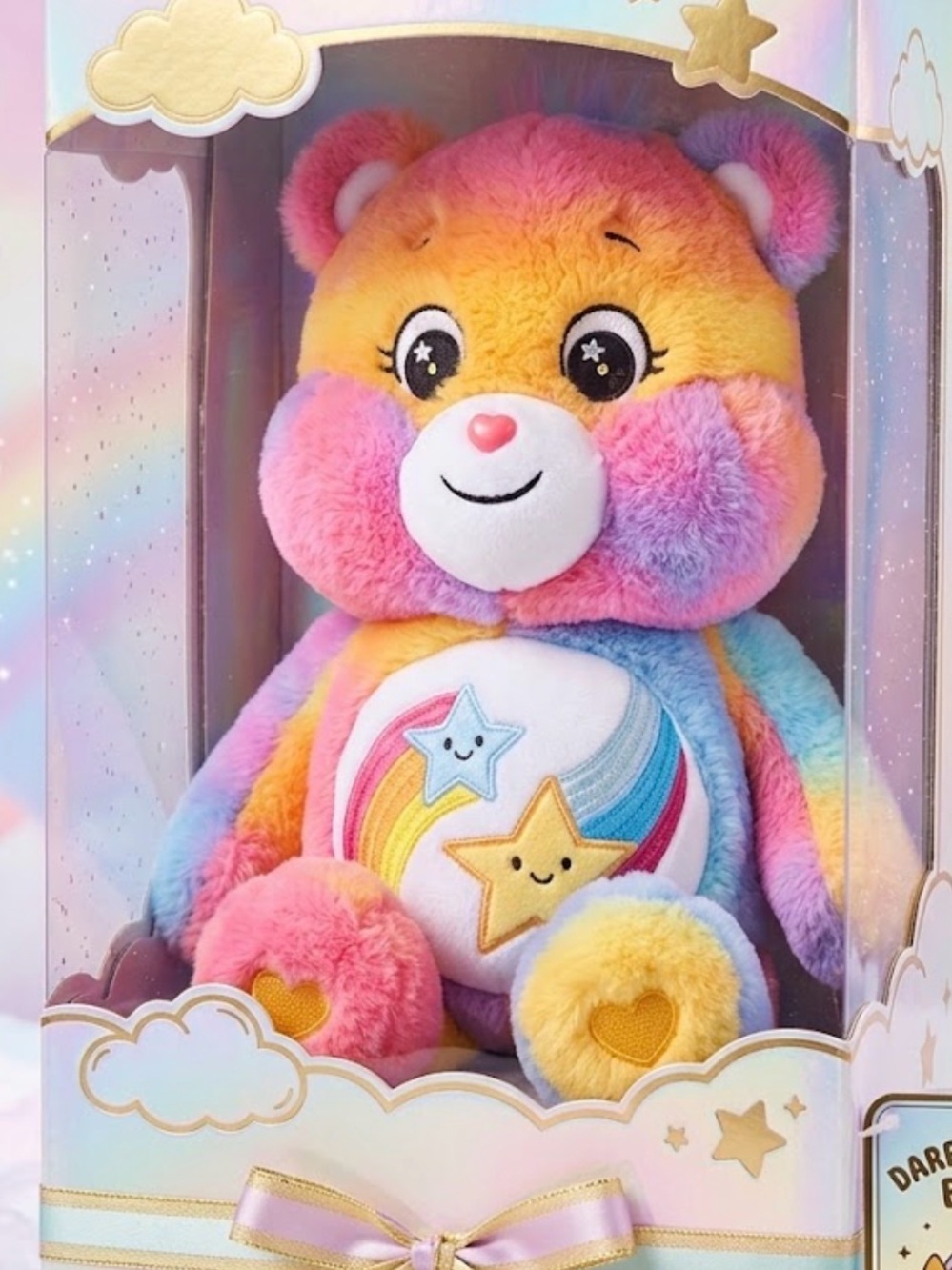 Rainbow Star Plush Bear - Pink, Yellow, Blue, Purple box is not included